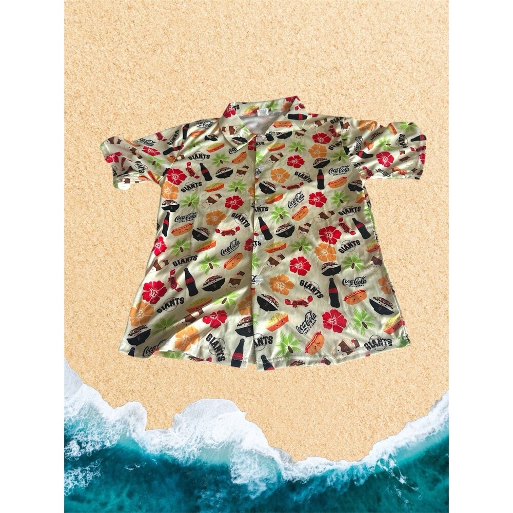 San Francisco Giants Men’s Size Medium Aloha Hawaiian Shirt Cream Cole Zero SGA